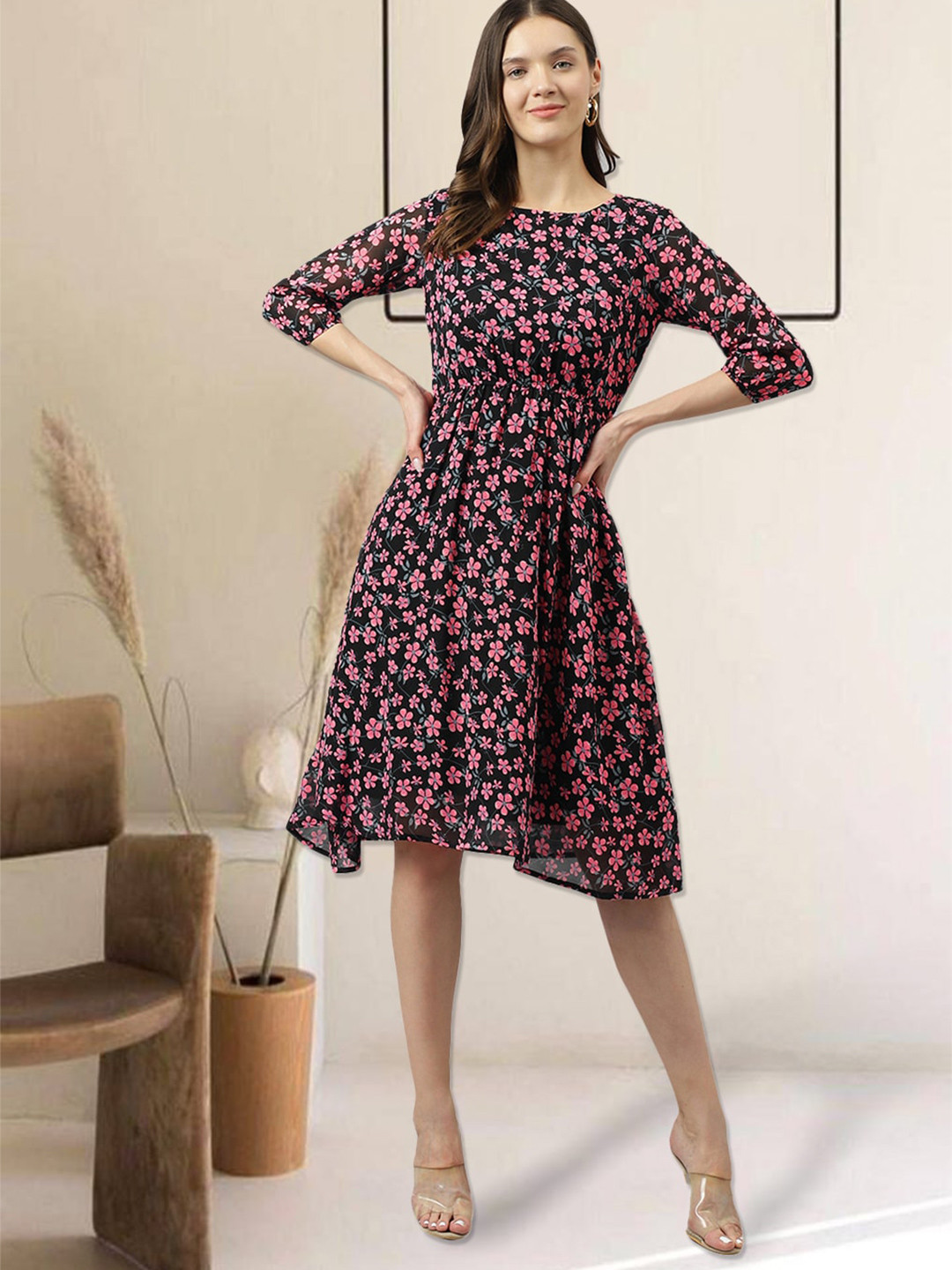 BAESD Floral Printed Fit & Flare Dress