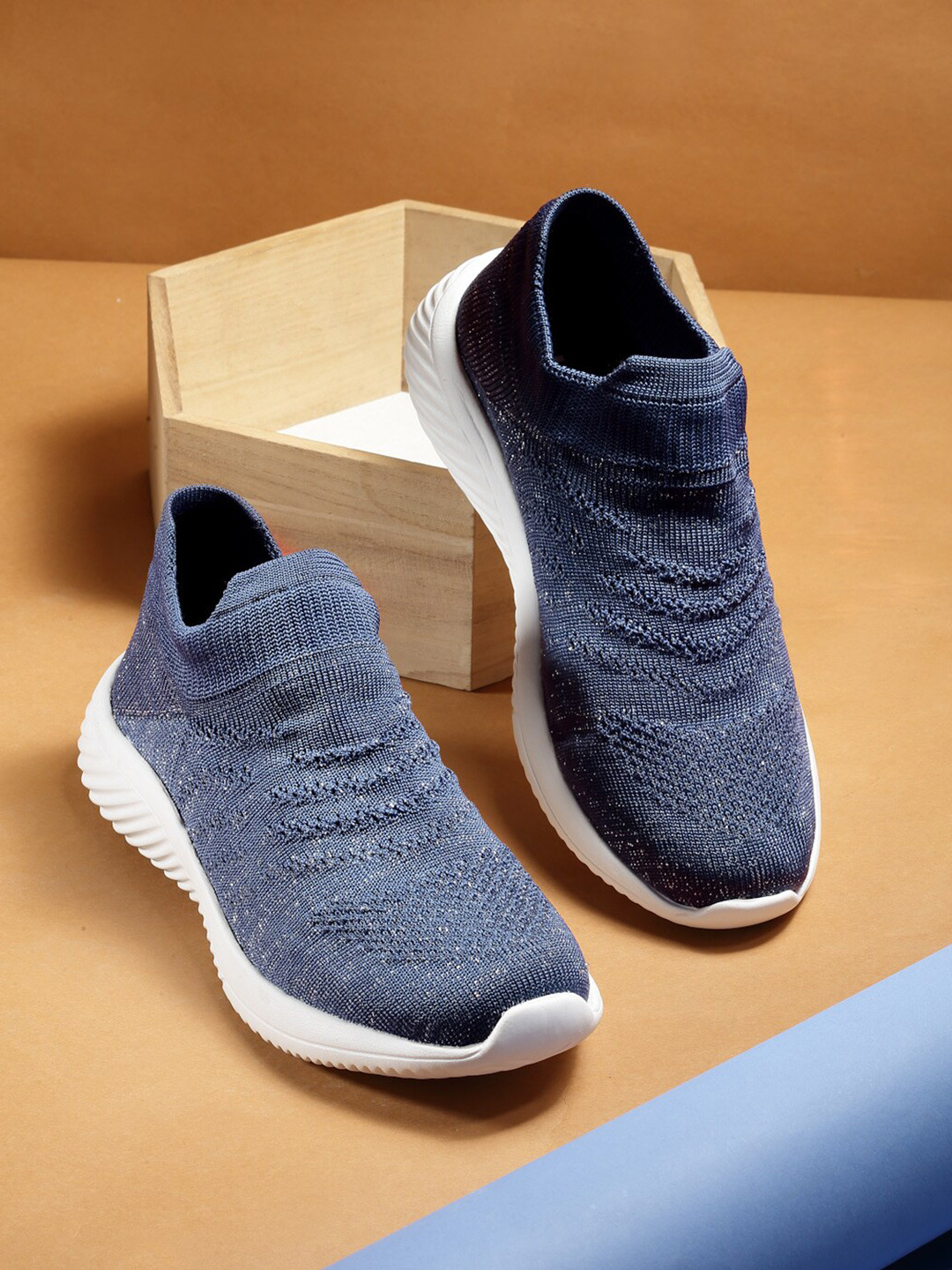 HRX by Hrithik Roshan Women Navy Blue Textile 3D Flex Walking Shoes