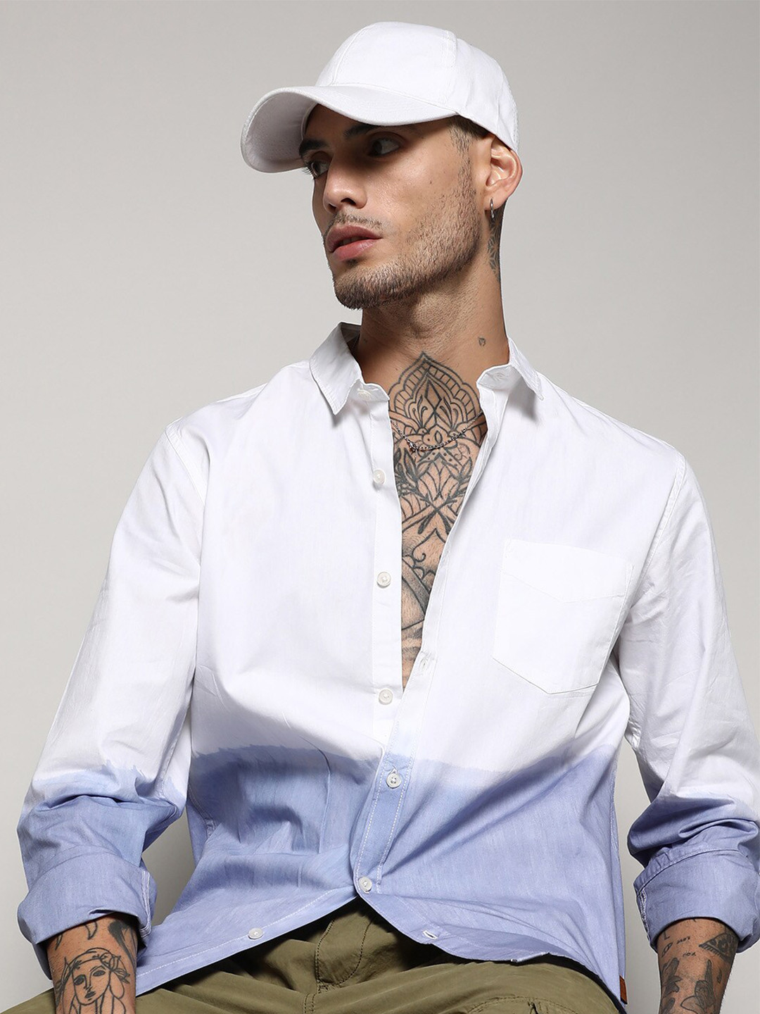 Campus Sutra Classic Ombre Cotton Casual Shirt