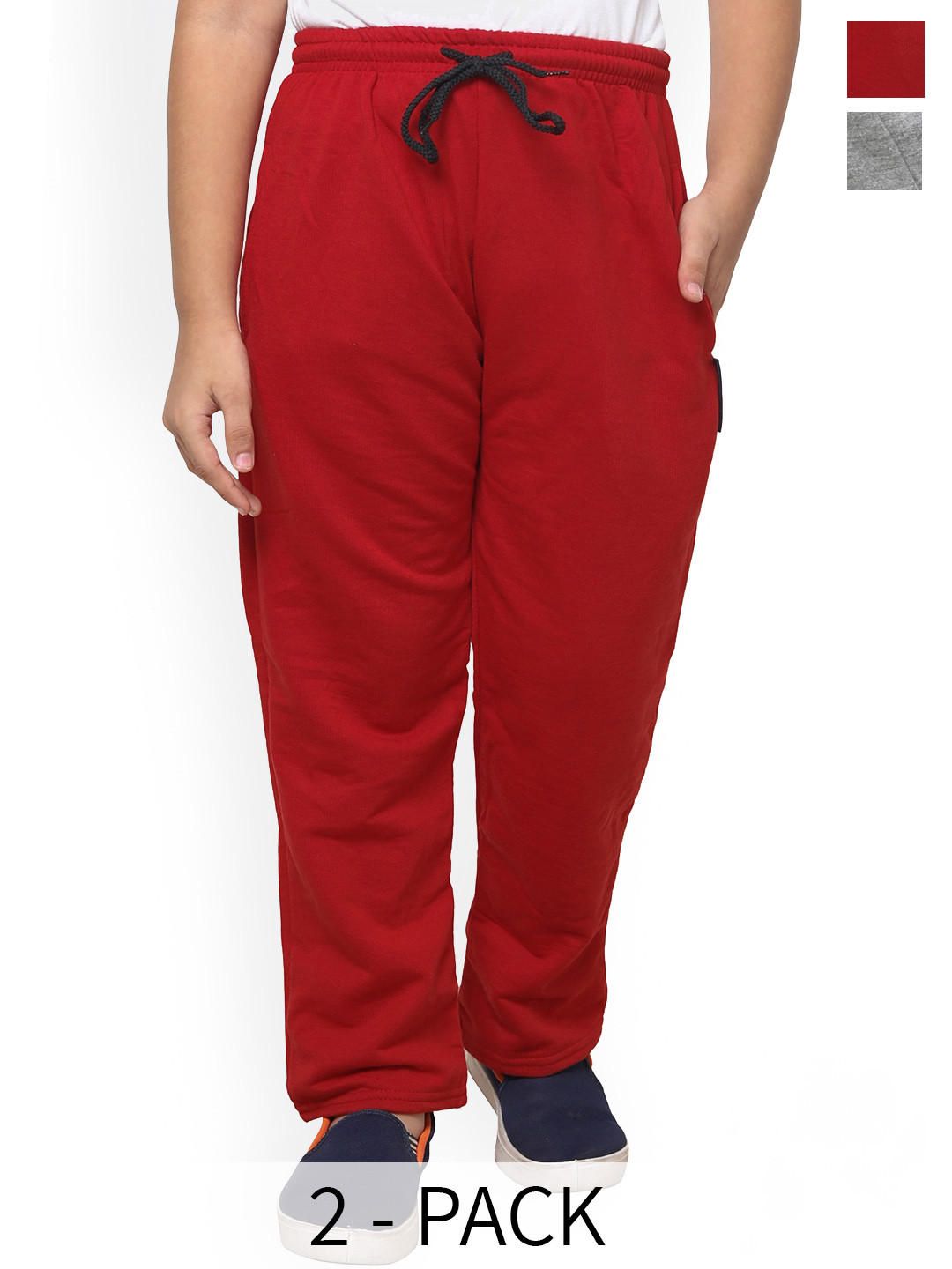 IndiWeaves Pack Of 2 Boys Mid-Rise Fleece Track Pants