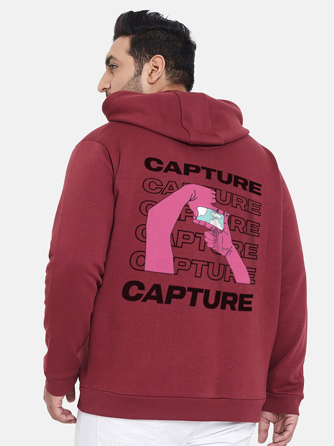 Instafab Plus Typography Printed Hooded Cotton Sweatshirt