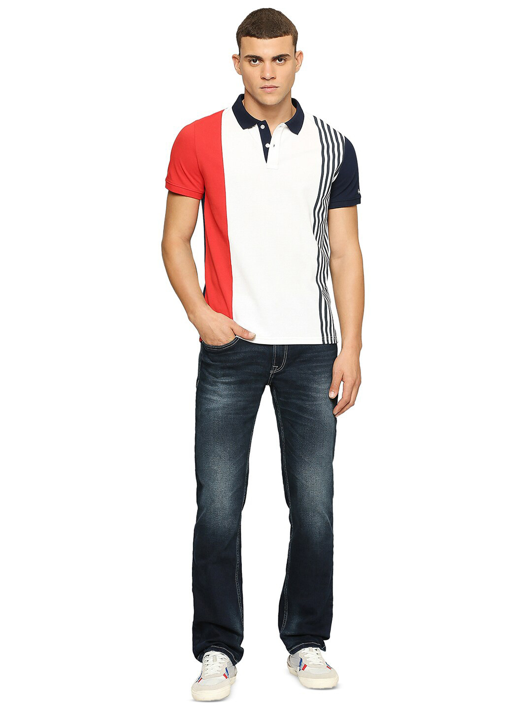 Pepe Jeans Colourblocked Polo Collar Short Sleeves T-shirt