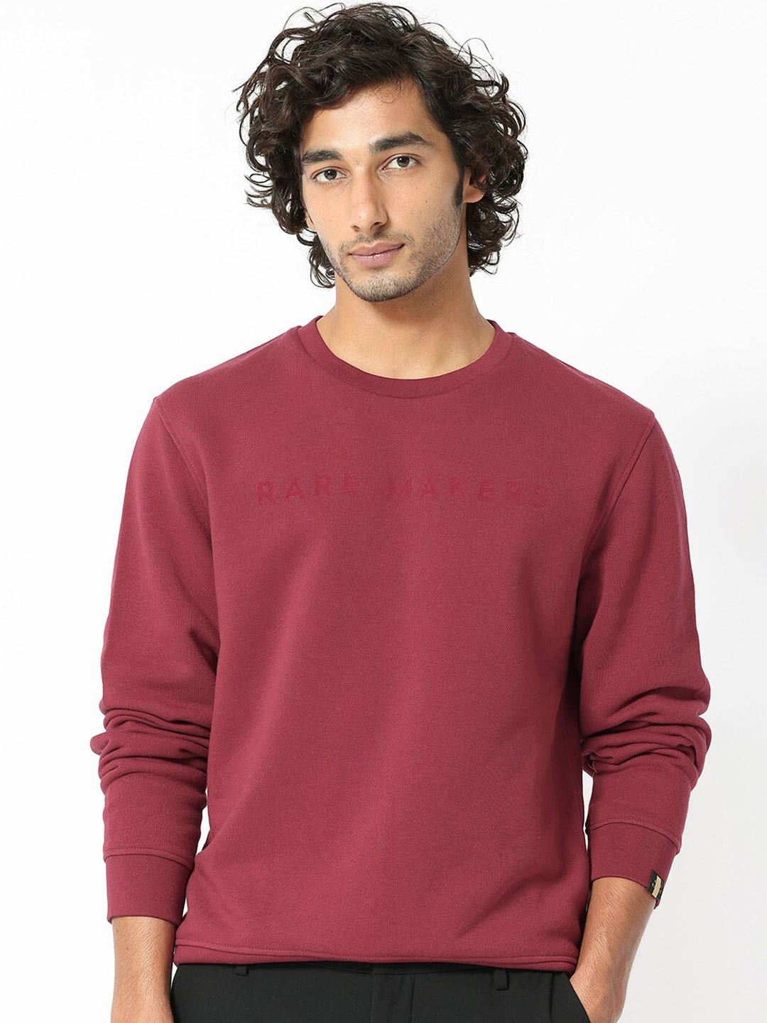 RARE RABBIT Men Marko Graphic Print Round Neck Sweatshirt