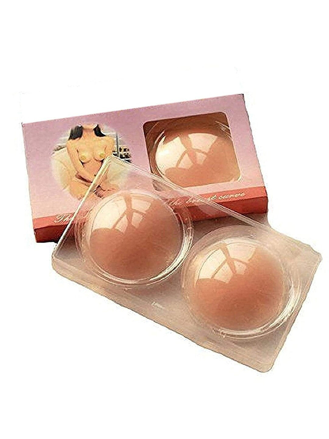 FIMBUL Set Of 2 Reusable Adhesive Invisible Round Silicone Nipple Covers