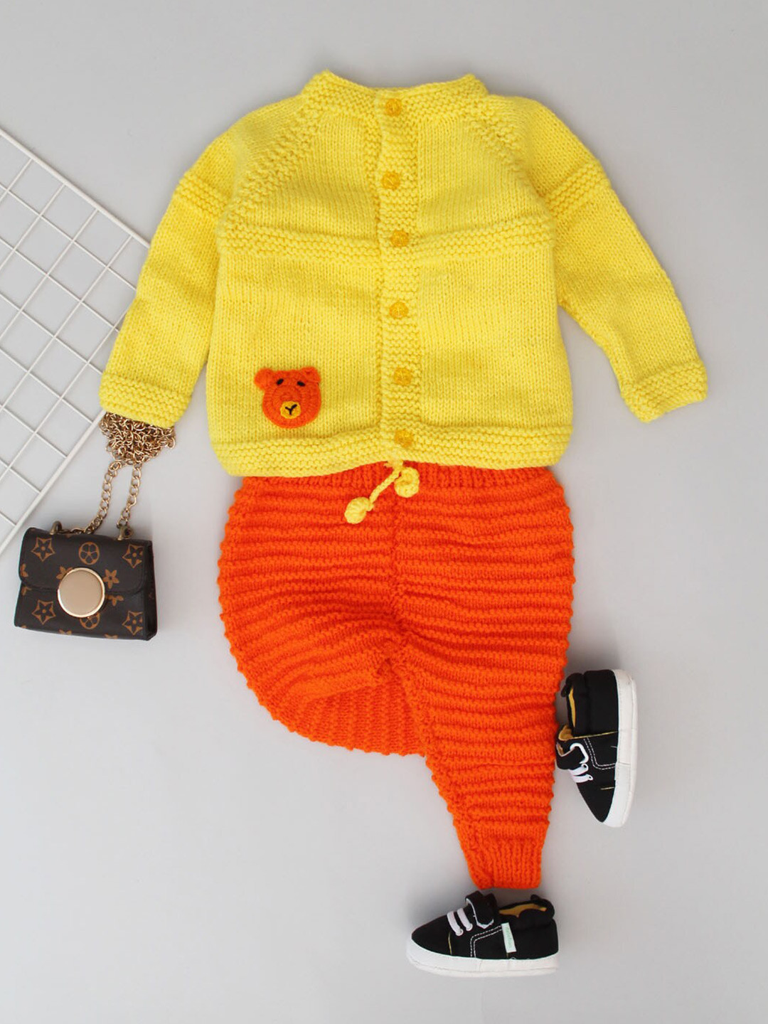 Woonie Kids Self Design Crochet Shirt with Pyjamas