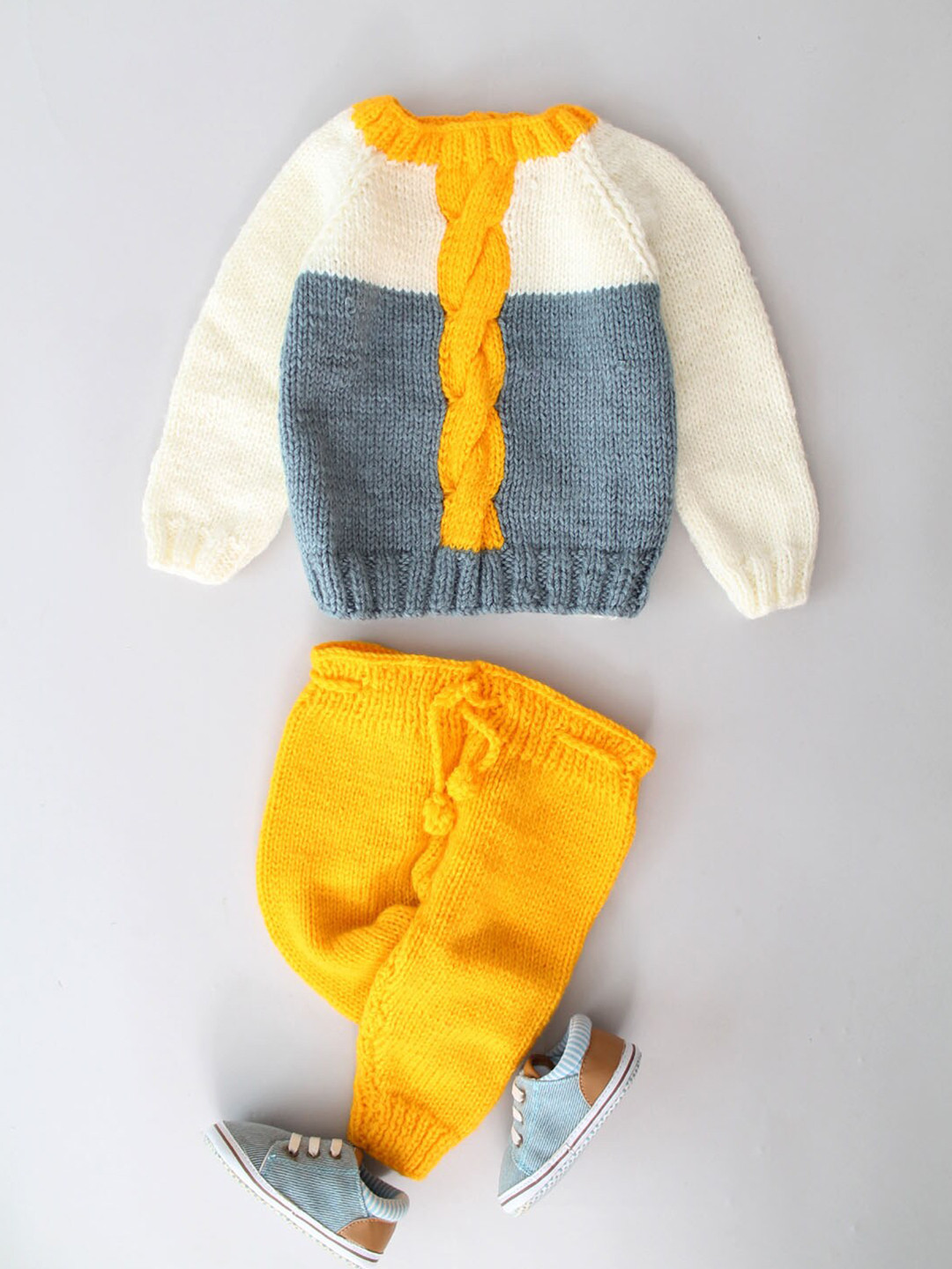 Woonie Infants Colourblocked Cable Knit Sweater & Pyjamas