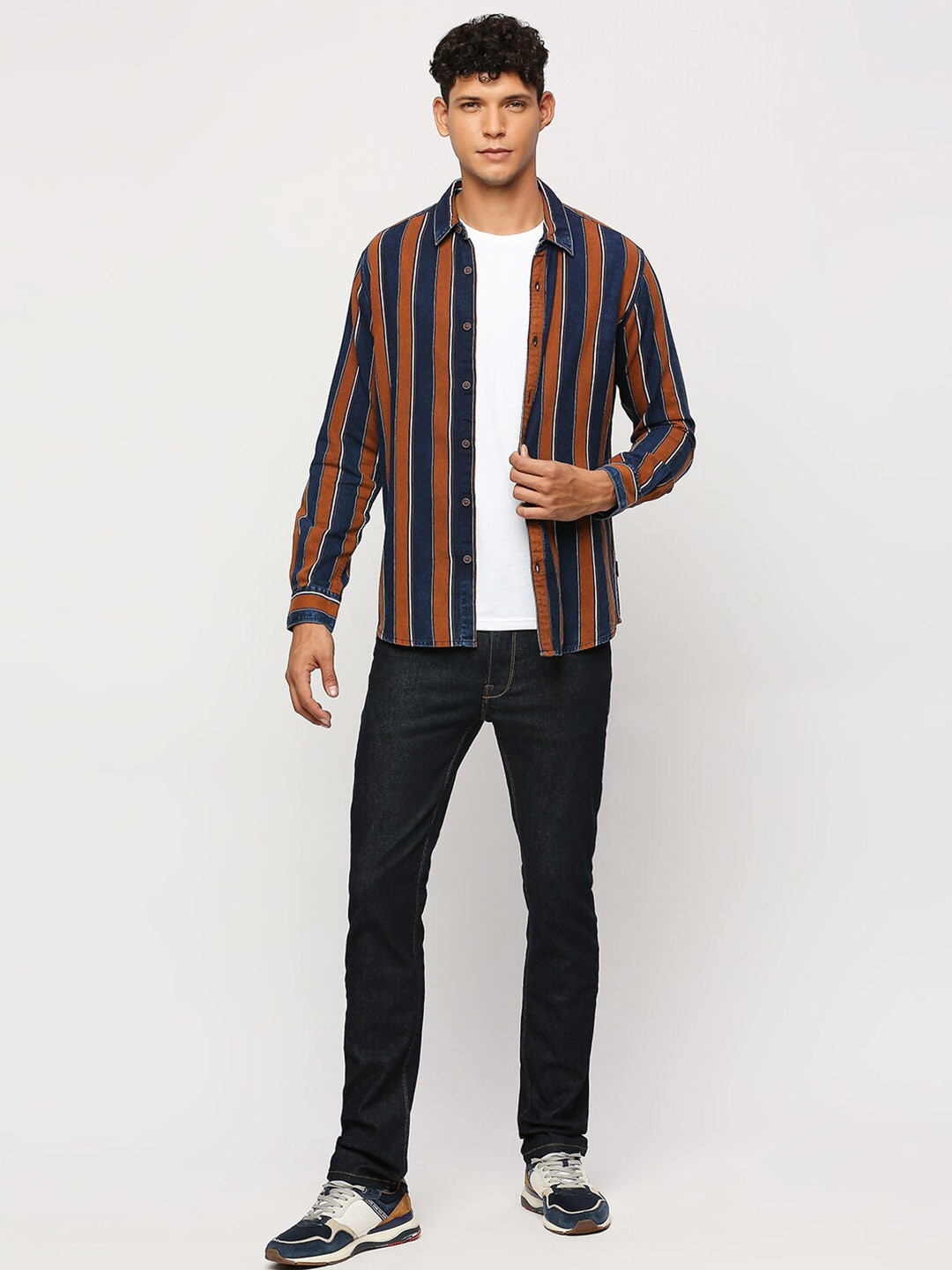Pepe Jeans Vertical Striped Spread Collar Pure Cotton Casual Shirt