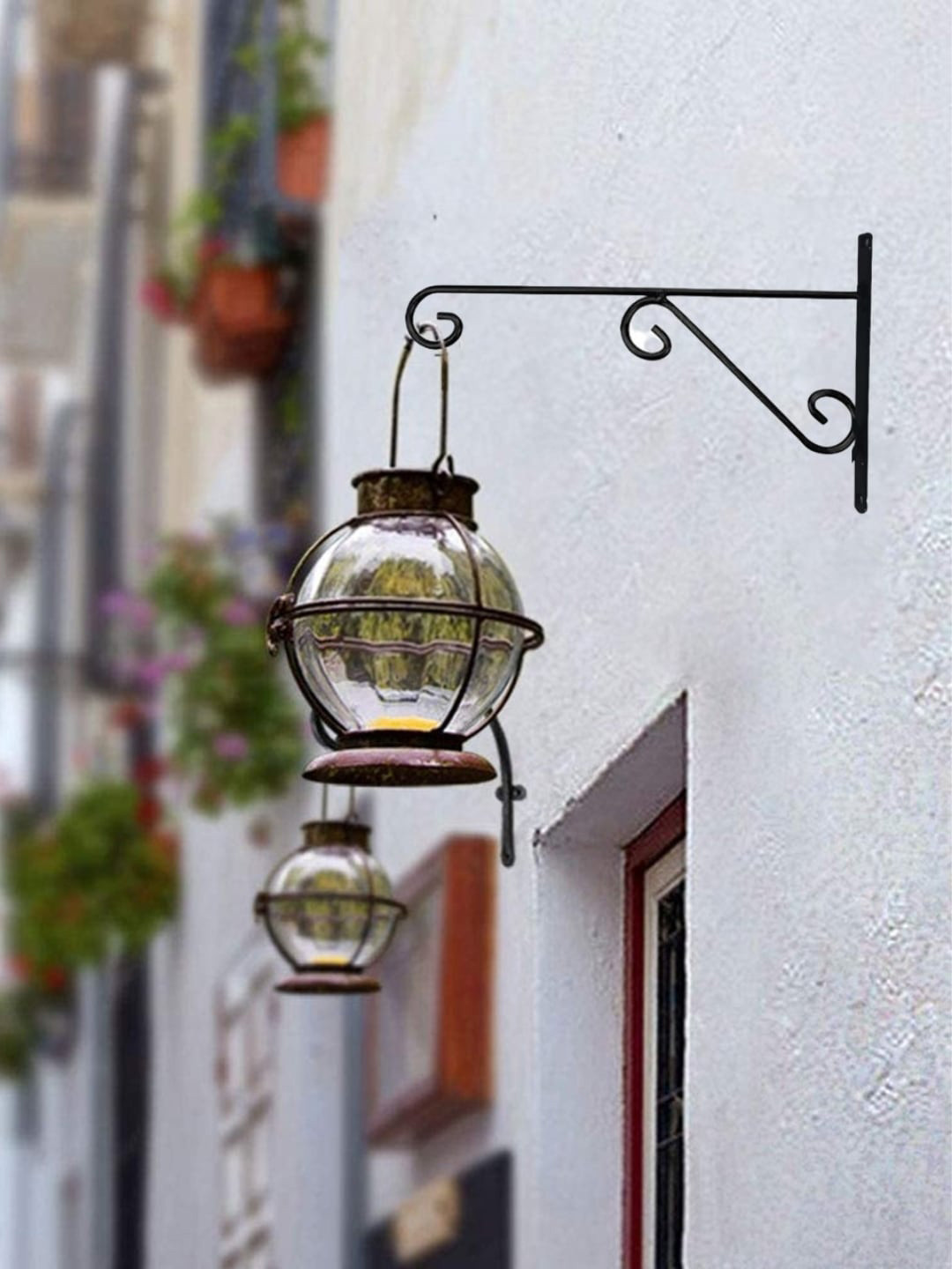 ecofynd Pack of 4 Black Metal Wall Hook Hanging Plant Bracket