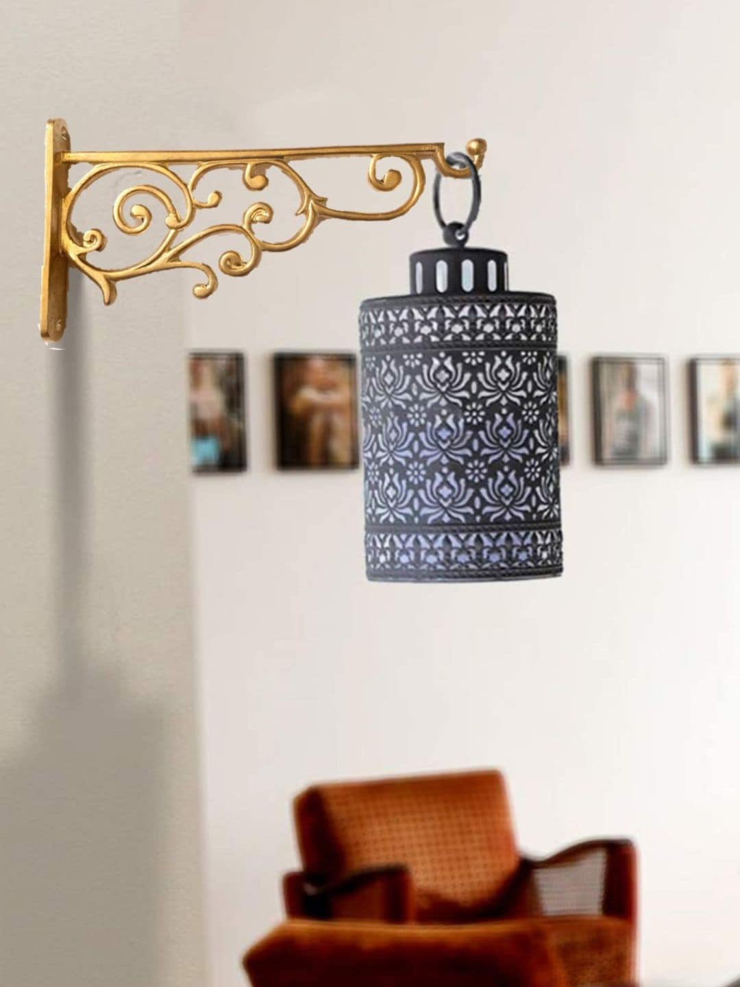 ecofynd Pack of 1 Black Metal Wall Hook Hanging Plant Bracket