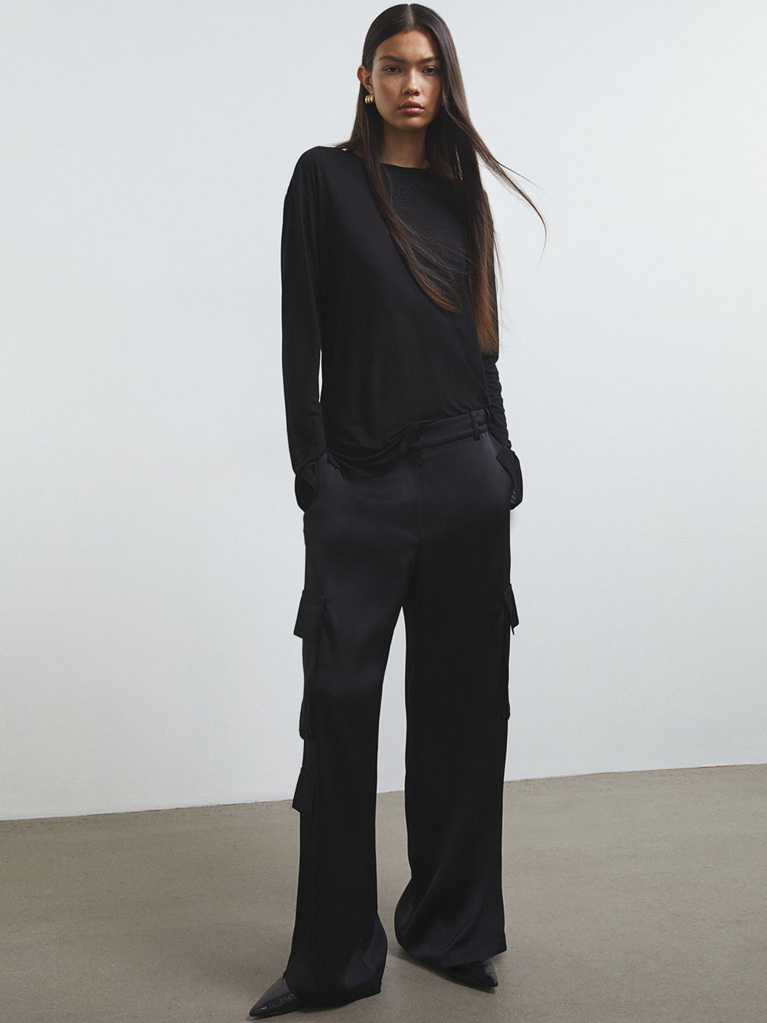 H&M Satin Cargo Trousers