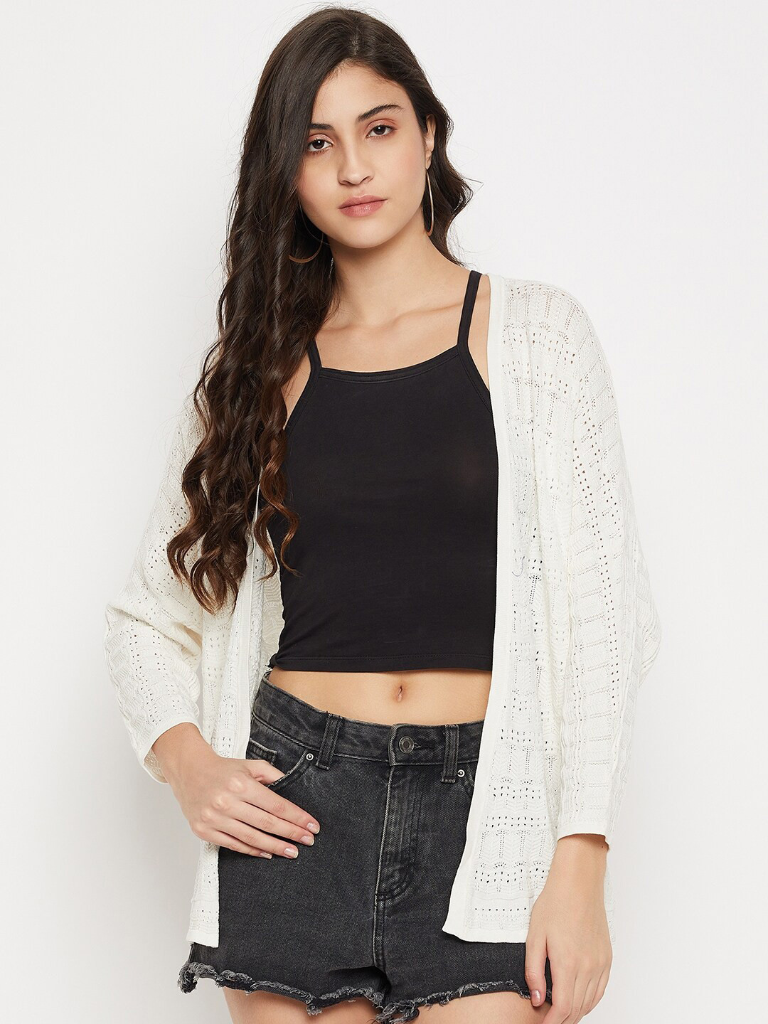 STYLE BLUSH Self Design Open Front Shrug