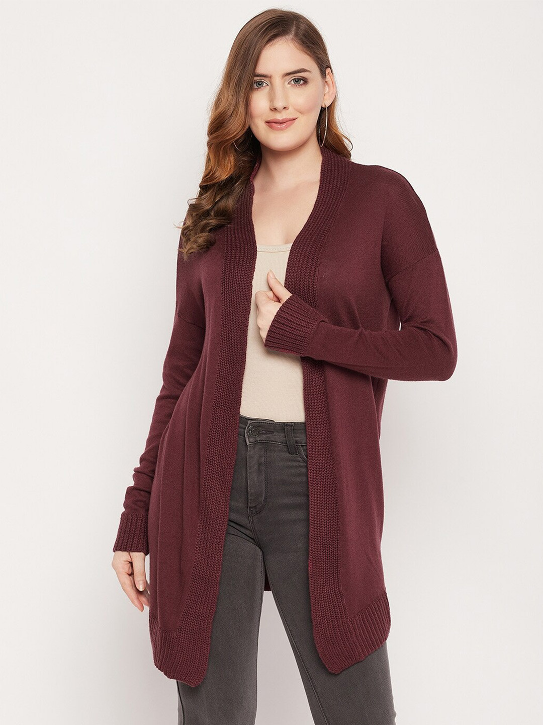 STYLE BLUSH  Open Front Wool Longline Shrug