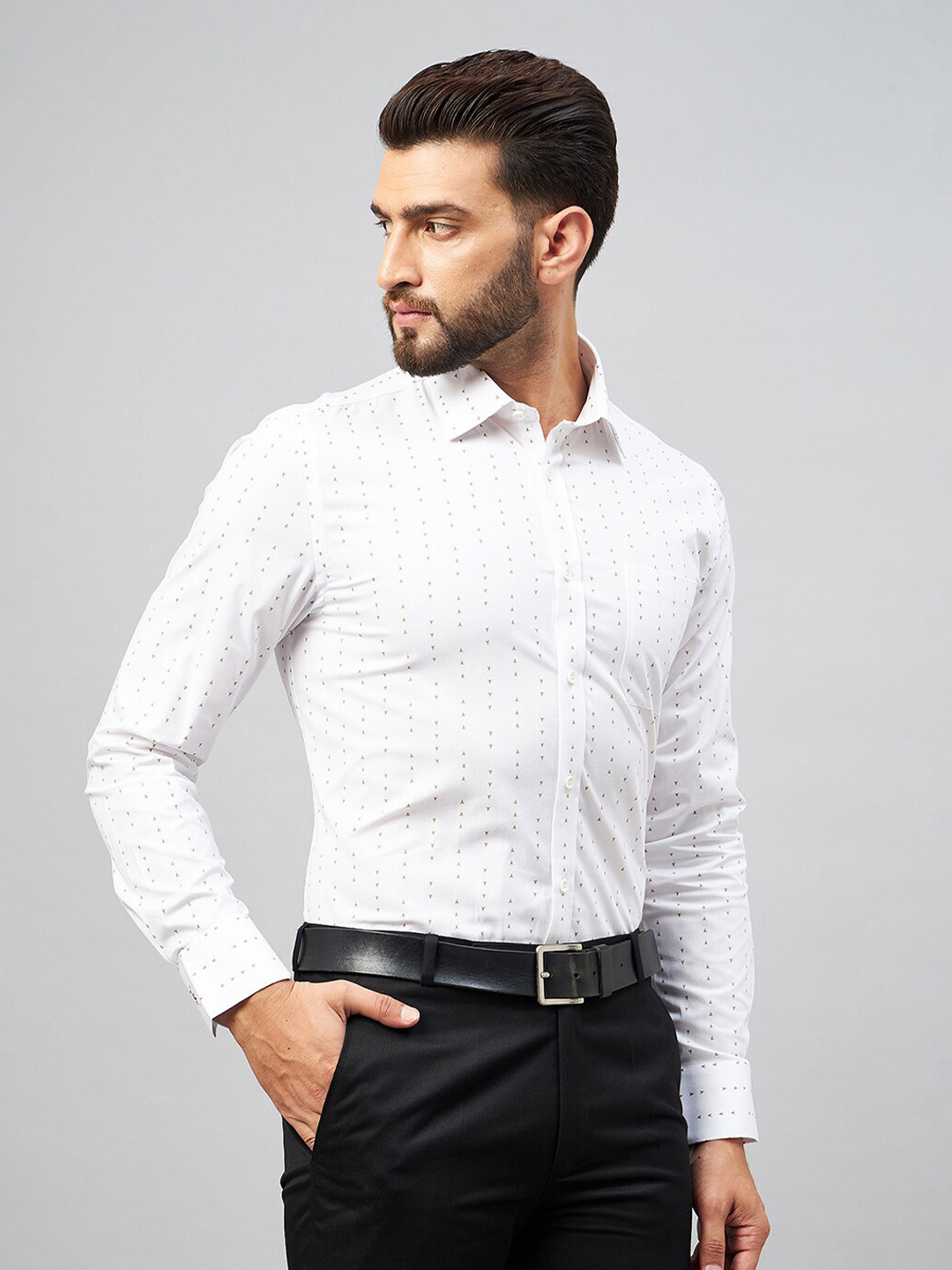 LOUIS STITCH Comfort Conversational Printed Cotton Formal Shirt