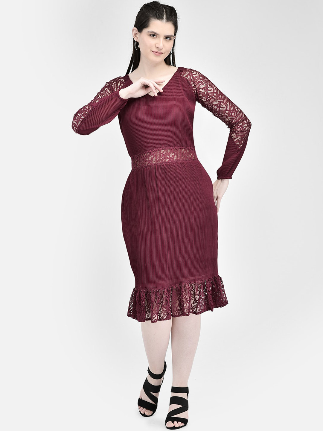 Eavan Embroidered Georgette Sheath Midi Dress