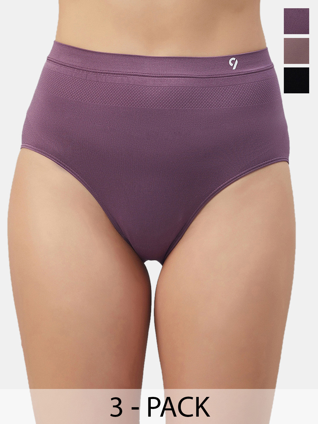 C9 AIRWEAR Pack Of 3 High Rise Seamless Soft Stretch Hipster Briefs M1174_Pack10