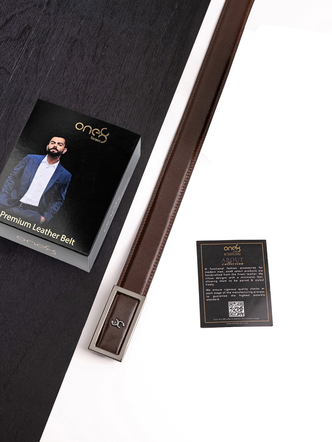 One8 by Virat Kohli Men Genuine Leather Signature Buckle Fashion Belt