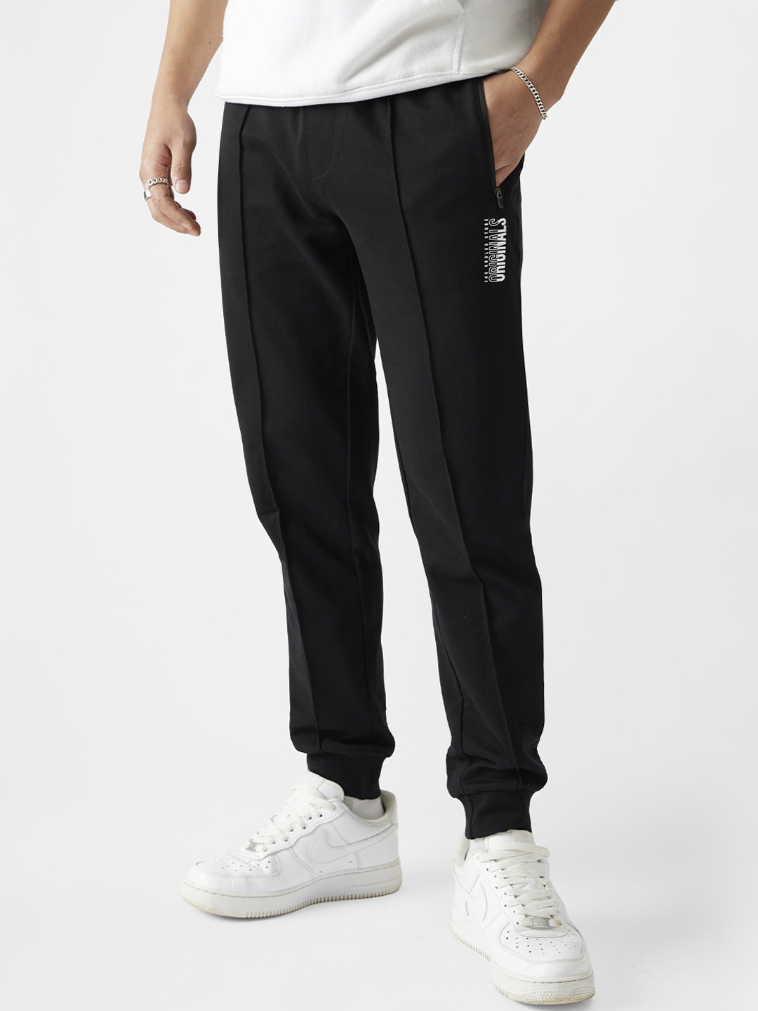 The Souled Store Brand-Logo Printed Mid-Rise Cotton Sports Joggers