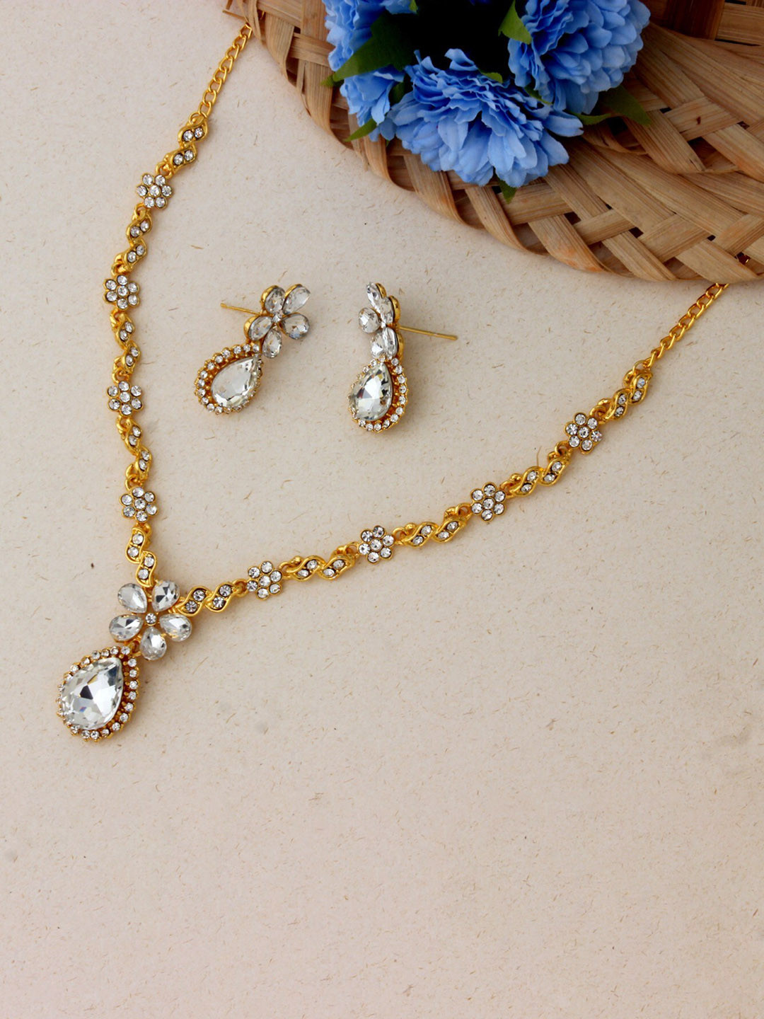 Atasi International Gold-Plated AD-Studded Jewellery Set