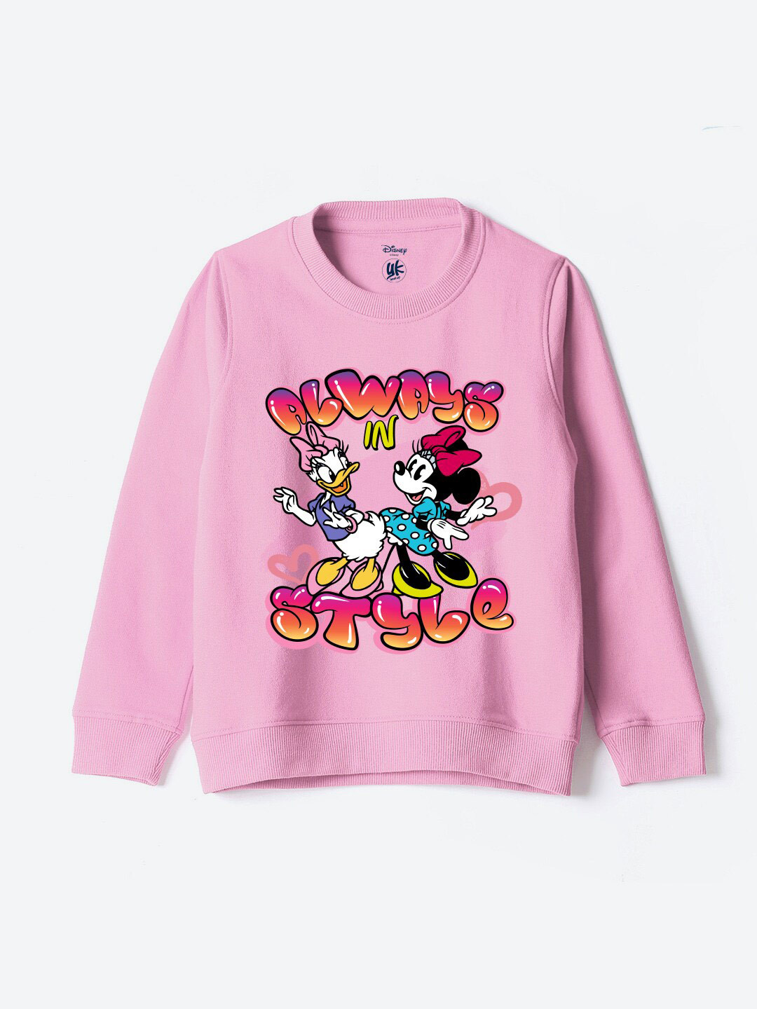 YK Disney Kids Humour and Comic Minnie & Daisy Printed Pullover Sweatshirt