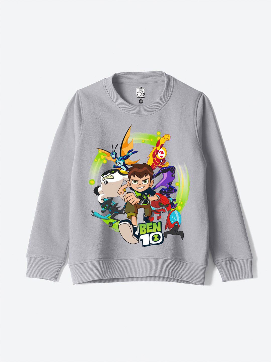 YK Warner Bros Kids Humour and Comic Ben 10 Printed Pullover Sweatshirt