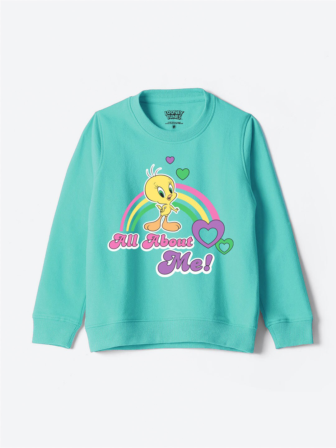 YK Warner Bros Kids Humour and Comic Tweety Printed Pullover Sweatshirt