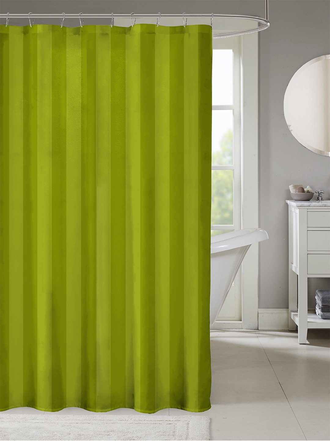 Tangerine Green Striped Shower Curtain Curtains For Image