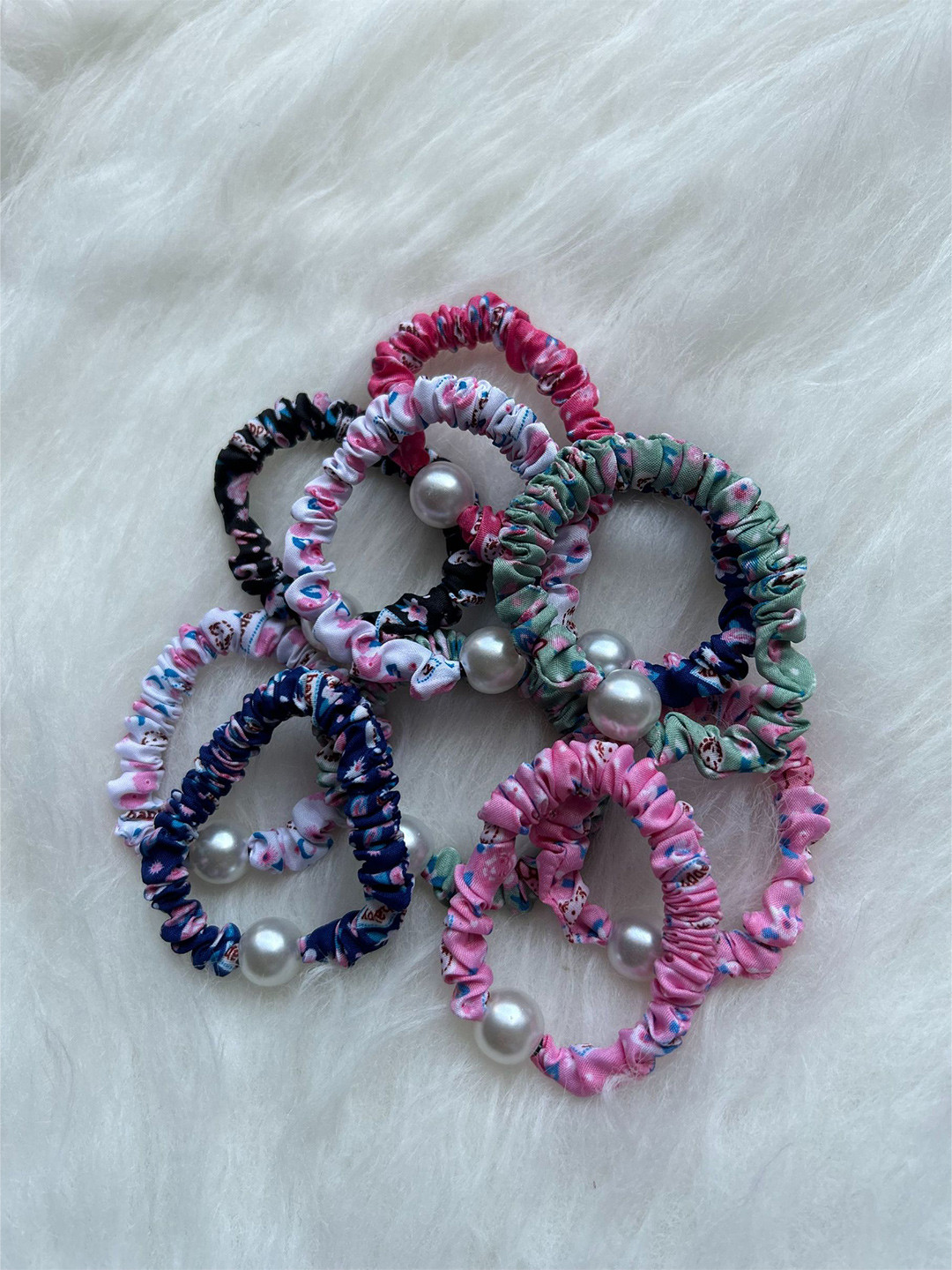 CHANDERKASH 6 Pieces Assorted Georgette Fabric Ponytail Holders