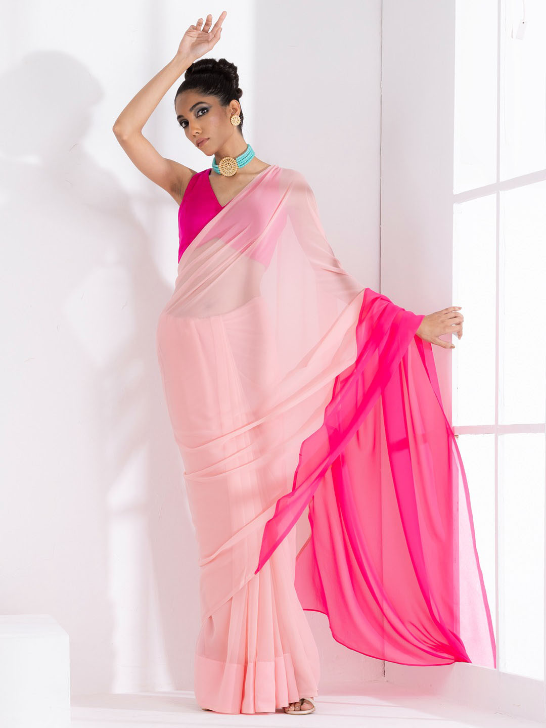 Swtantra Colourblocked Half and Half Saree