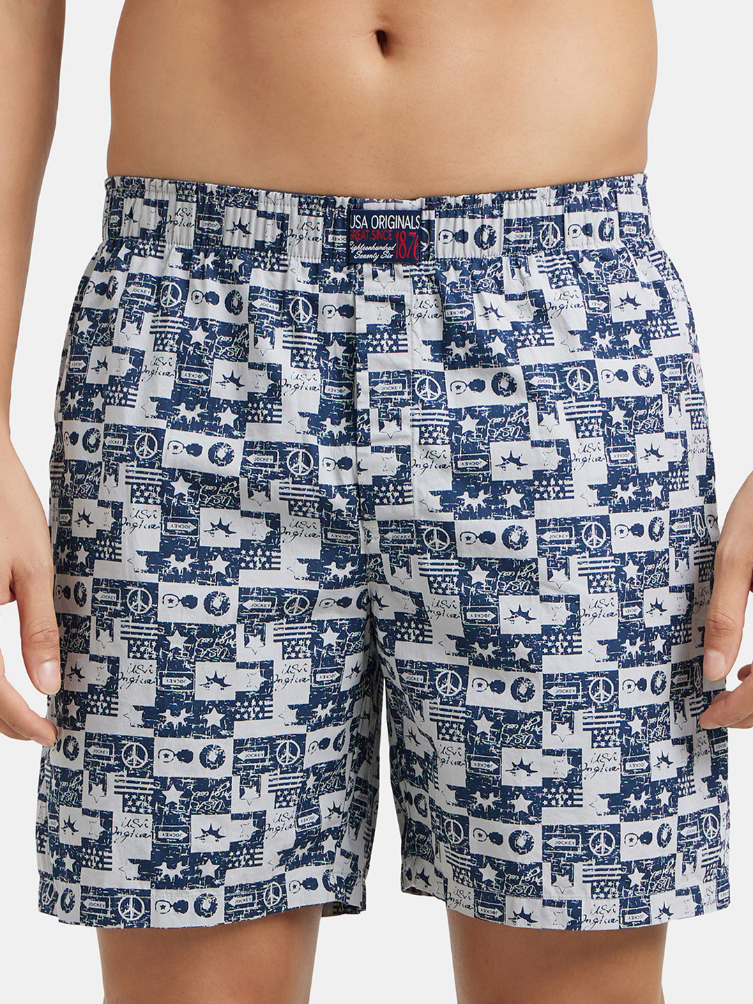 Jockey Combed Mercerized Cotton Woven Boxer with Side Pocket-US57