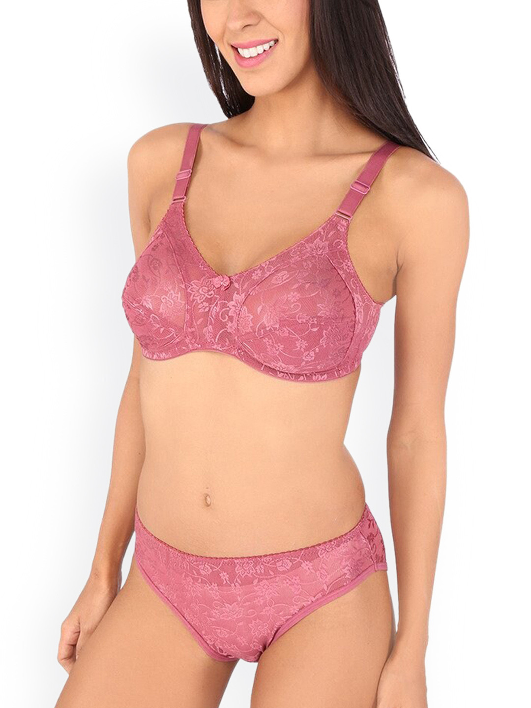Bralux Self-Design Lace Lingerie Set BRALUX_CAMY_MAGENTA_SIZE_32