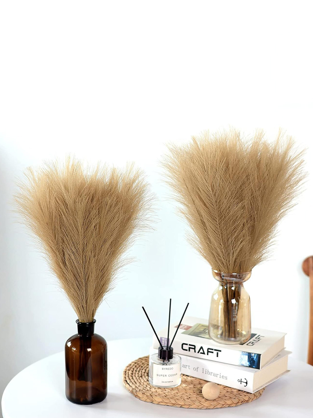 BS AMOR Brown 4 Pieces Artificial Faux Pampas Grass