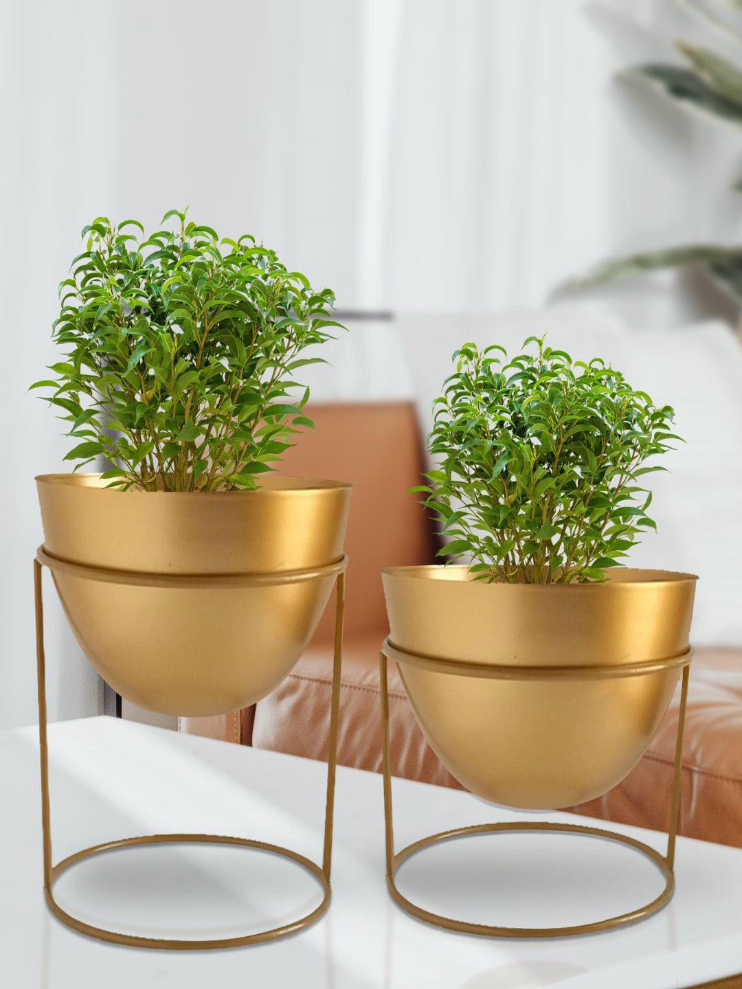 ecofynd 2 Pieces Metal Planters With Stand