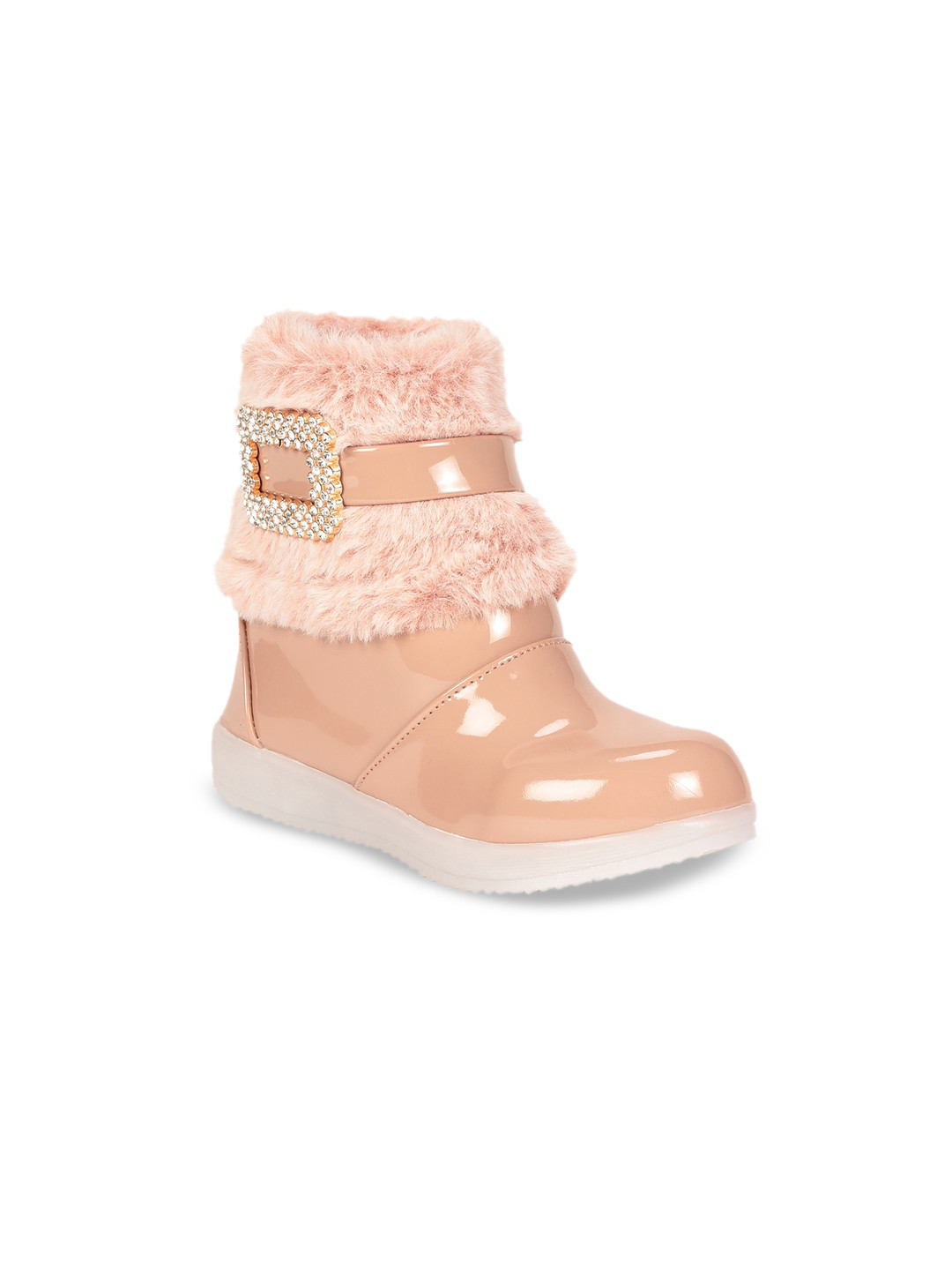 Lil Lollipop Girls Faux Fur Trim & Buckle Embellished Mid-Top Winter Boots