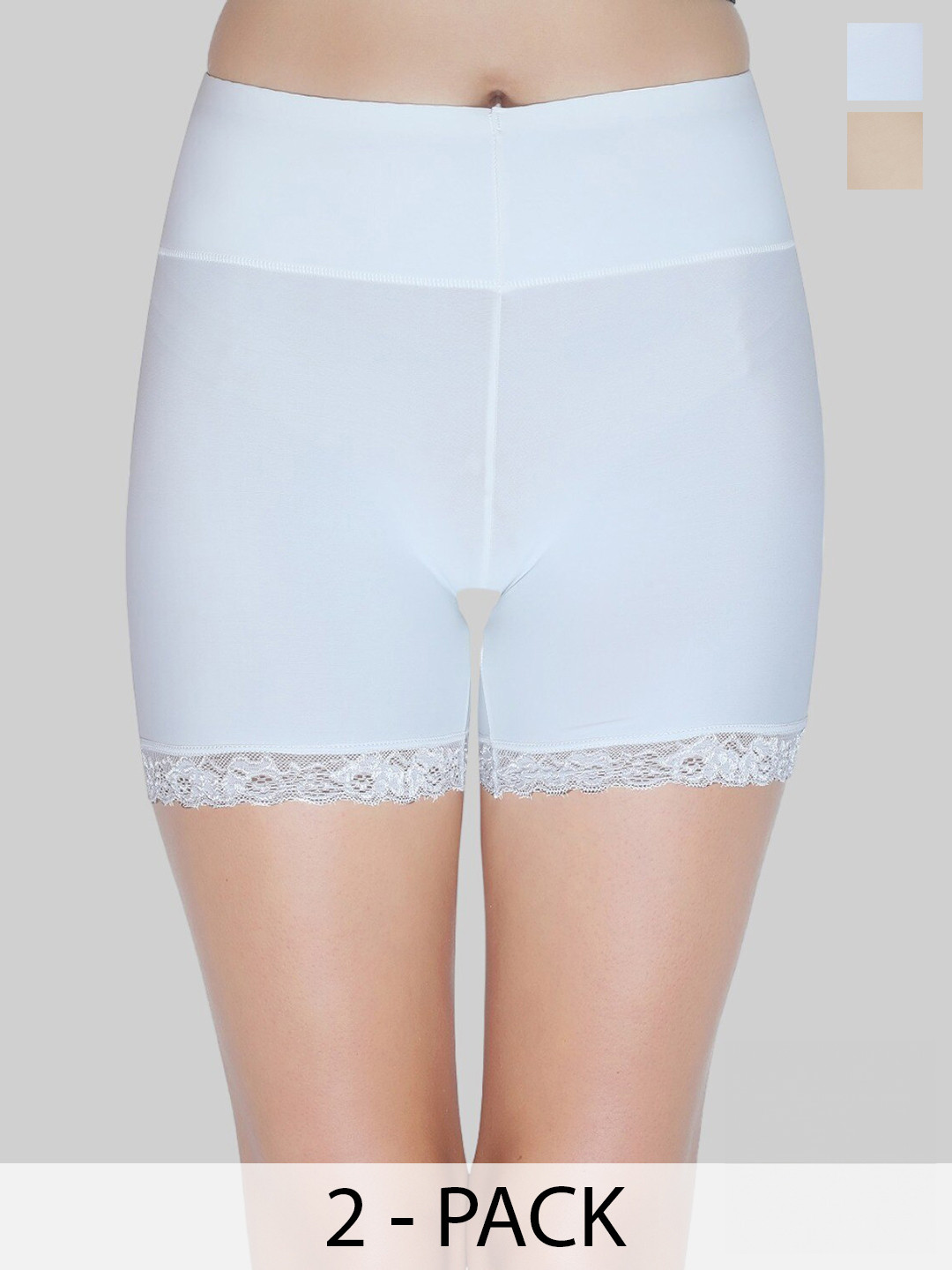 PLUMBURY Pack Of 2 Slim Fit High-Rise Rapid-Dry Cycling Sports Shorts