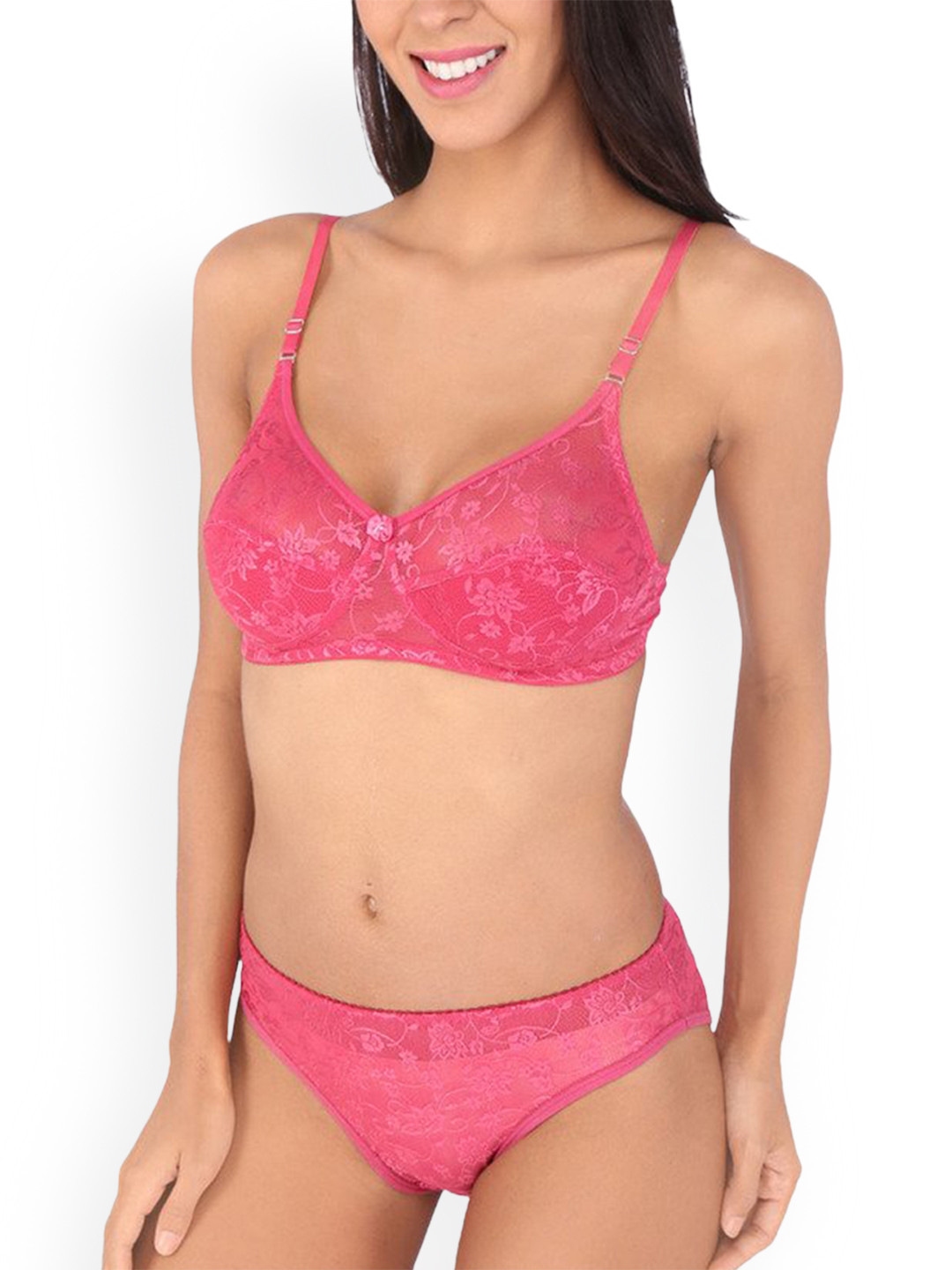 Bralux Self-Design Laced Lingerie Set BRALUX_MADHU_ROSE_SIZE_32