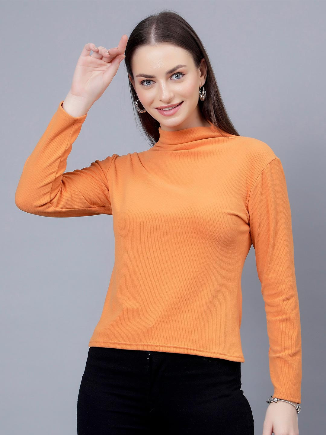Steele High Neck Long Sleeve Georgette Top