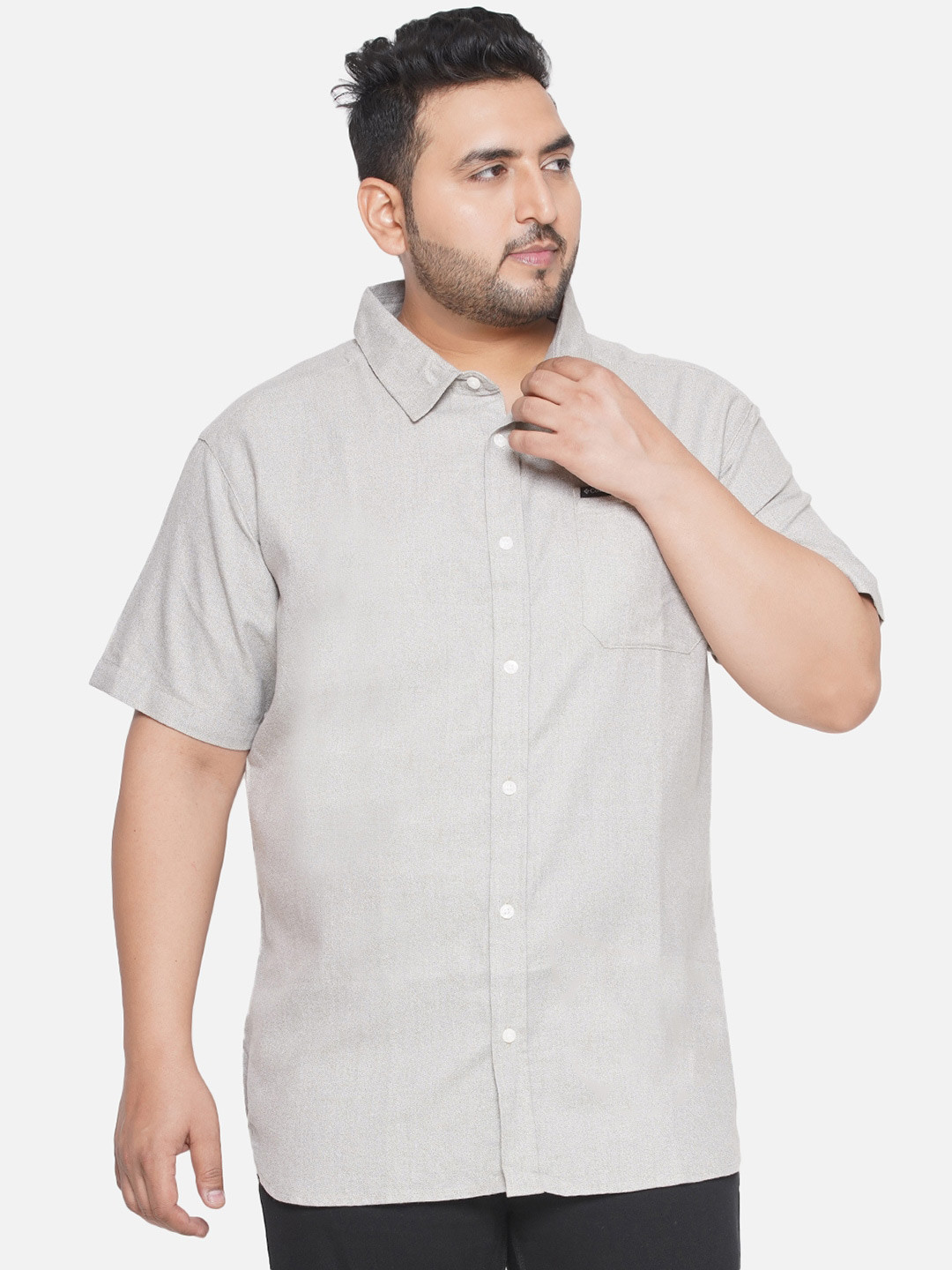 Santonio Classic Plus Size Spread Collar Chest Pocket Pure Cotton Shirt