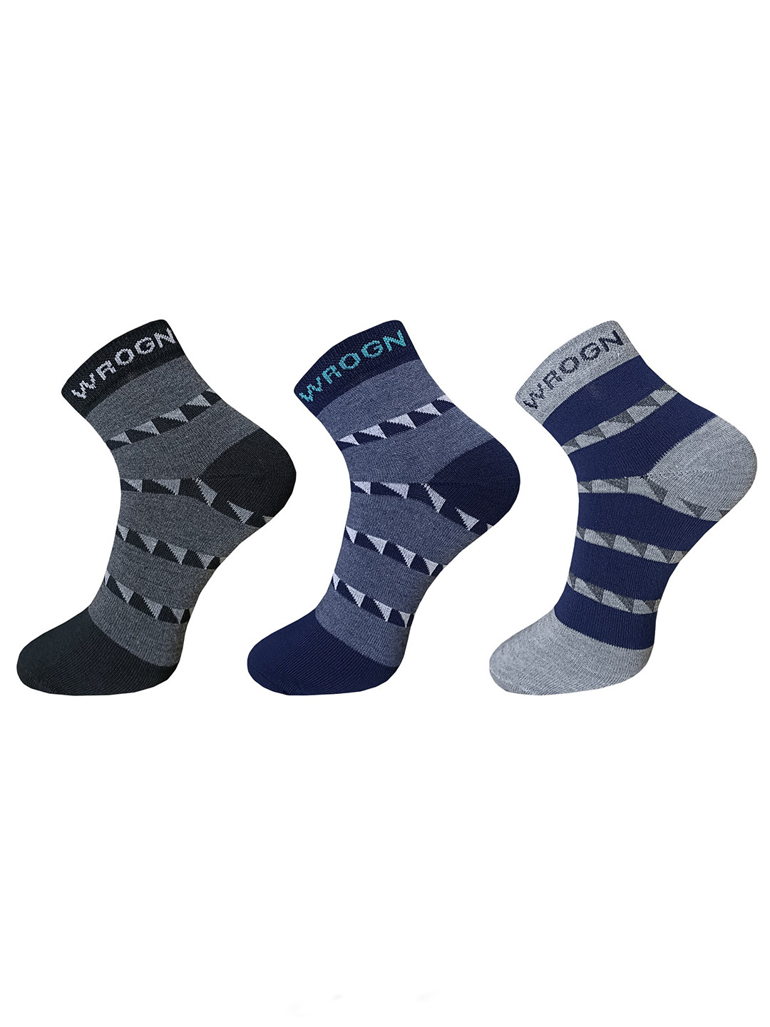 WROGN Men Pack Of 3 Patterned Ankle Length Socks