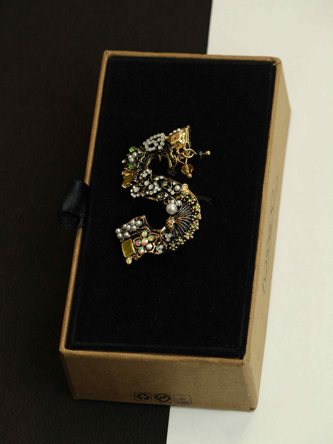 Tossido Men Alphabet S Stone Studded Brooch