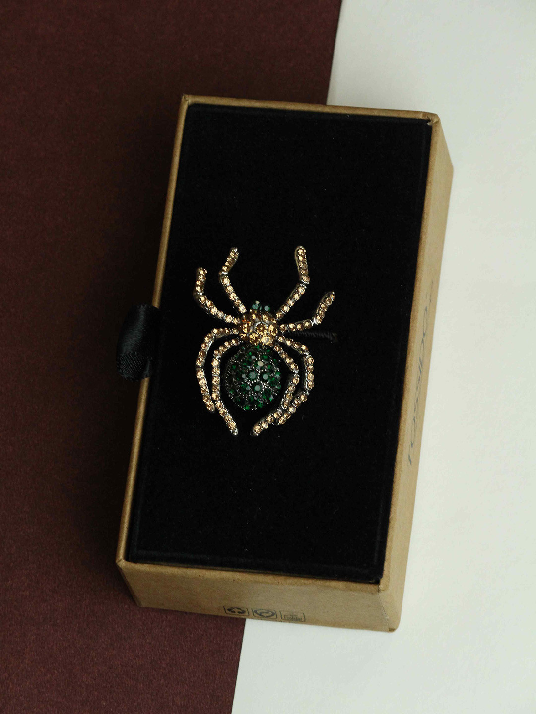 Tossido Gold & Green Spider Brooch