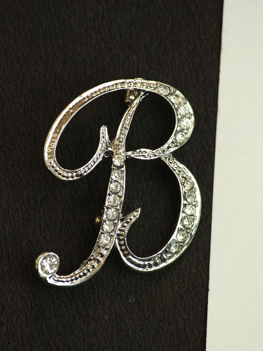 Tossido Men Stone Studded Alphabet B-Charm Brooch