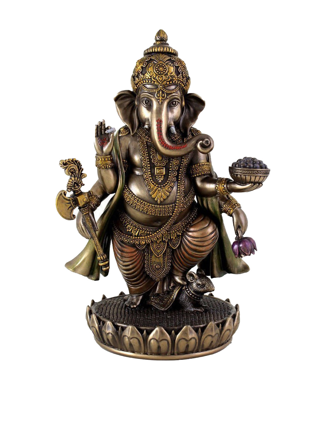 CraftVatika God Ganesh Copper Terracotta Natural Prayer Room Small Showpiece - 7.5 Inches