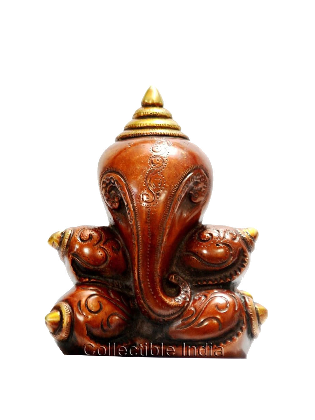 CraftVatika Pair of Lakshmi Ganesha Red Brass Metallic Prayer Room Medium Showpiece - 7 Inches