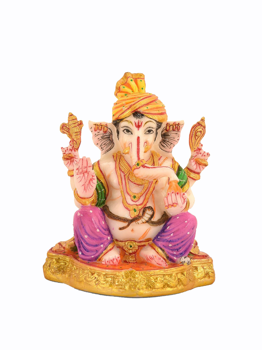 CraftVatika Ganesha Green Marble Metallic Prayer Room Small Showpiece - 2.8 Inches