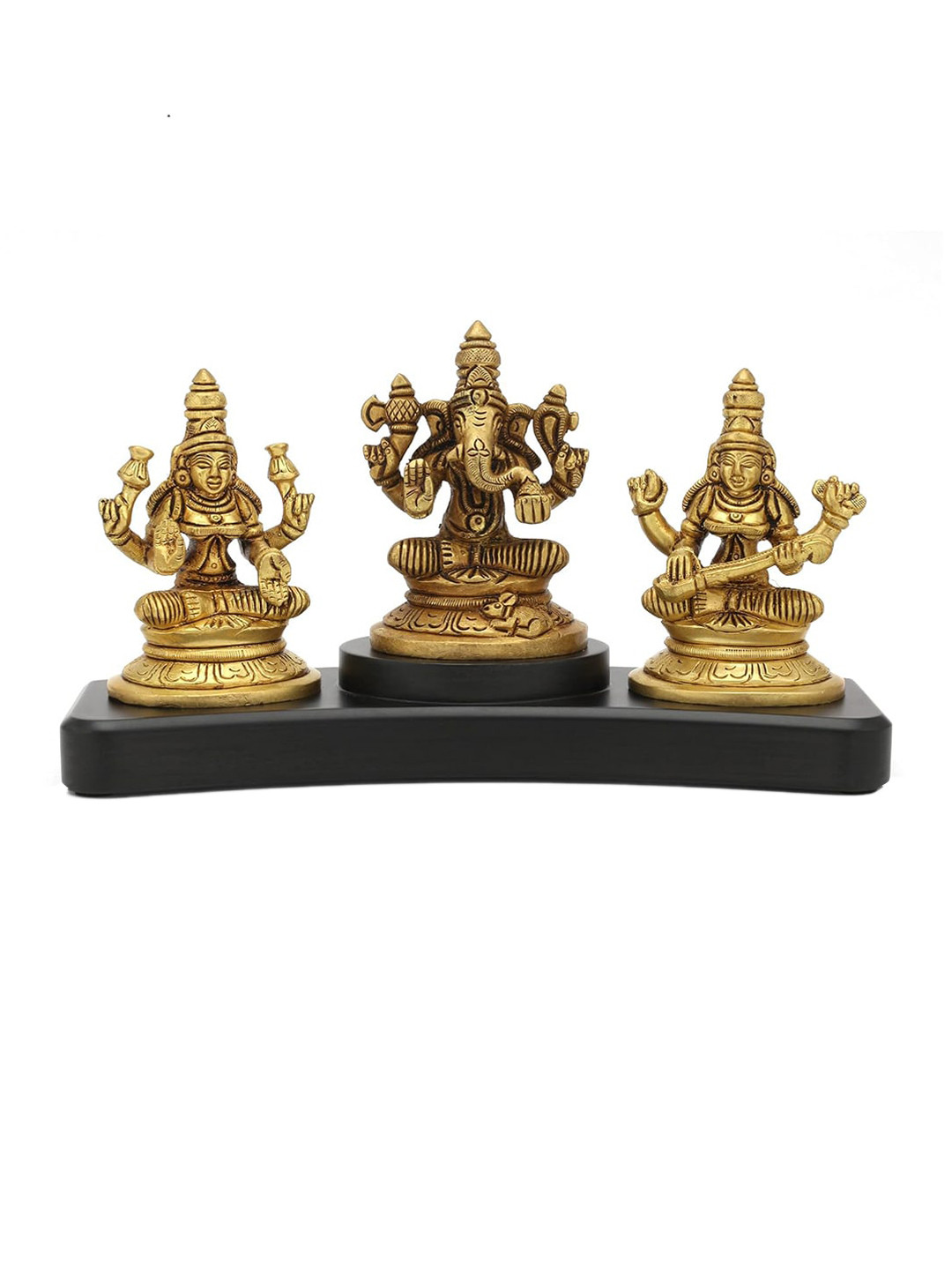 CraftVatika Lord Ganesha Gold Brass Metallic Home Office Medium Showpiece - 4.5 Inches