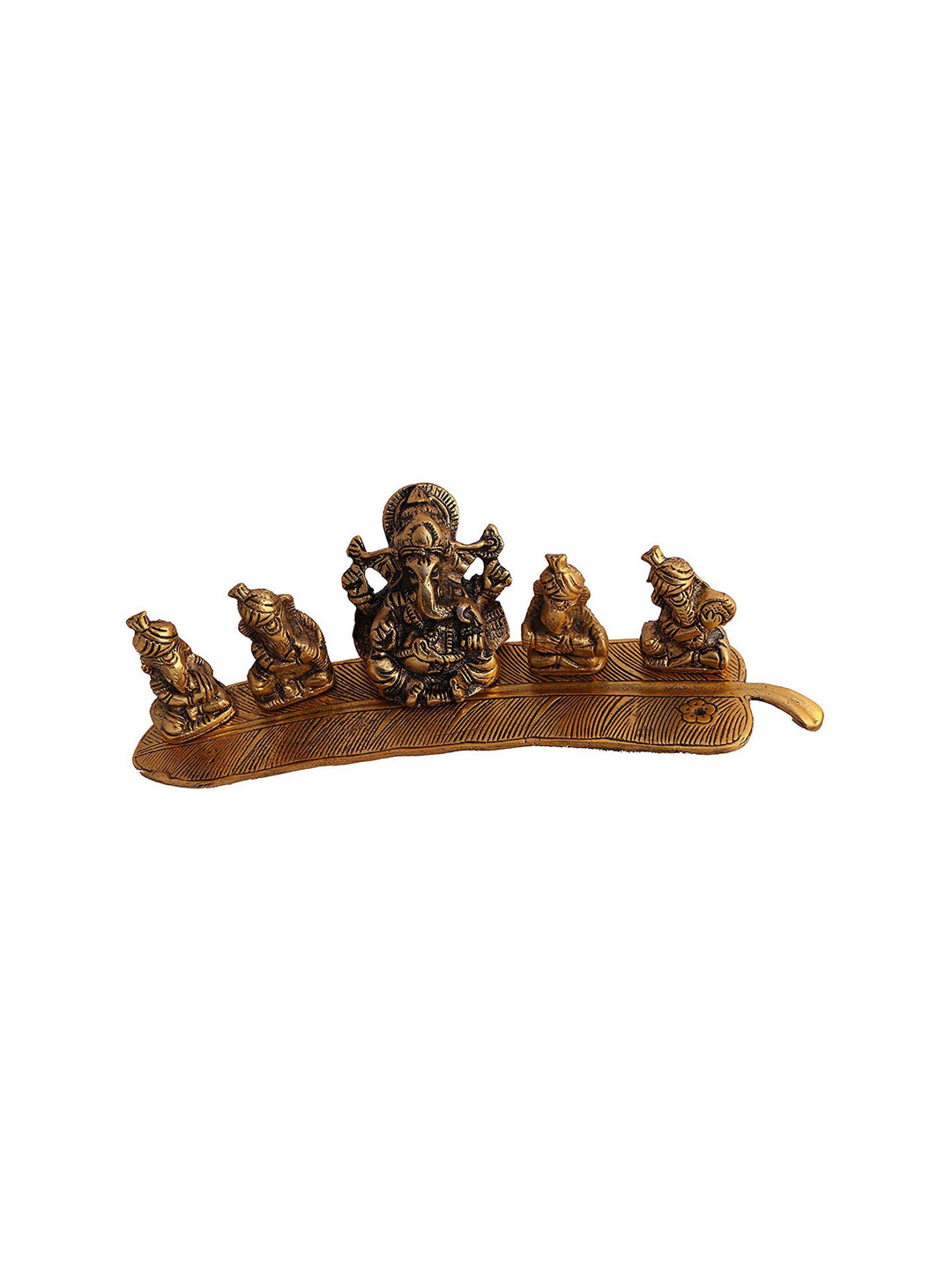 CraftVatika Musical Ganesha Copper Metal Metallic Prayer Room Music Medium Showpiece - 2.5 Inches