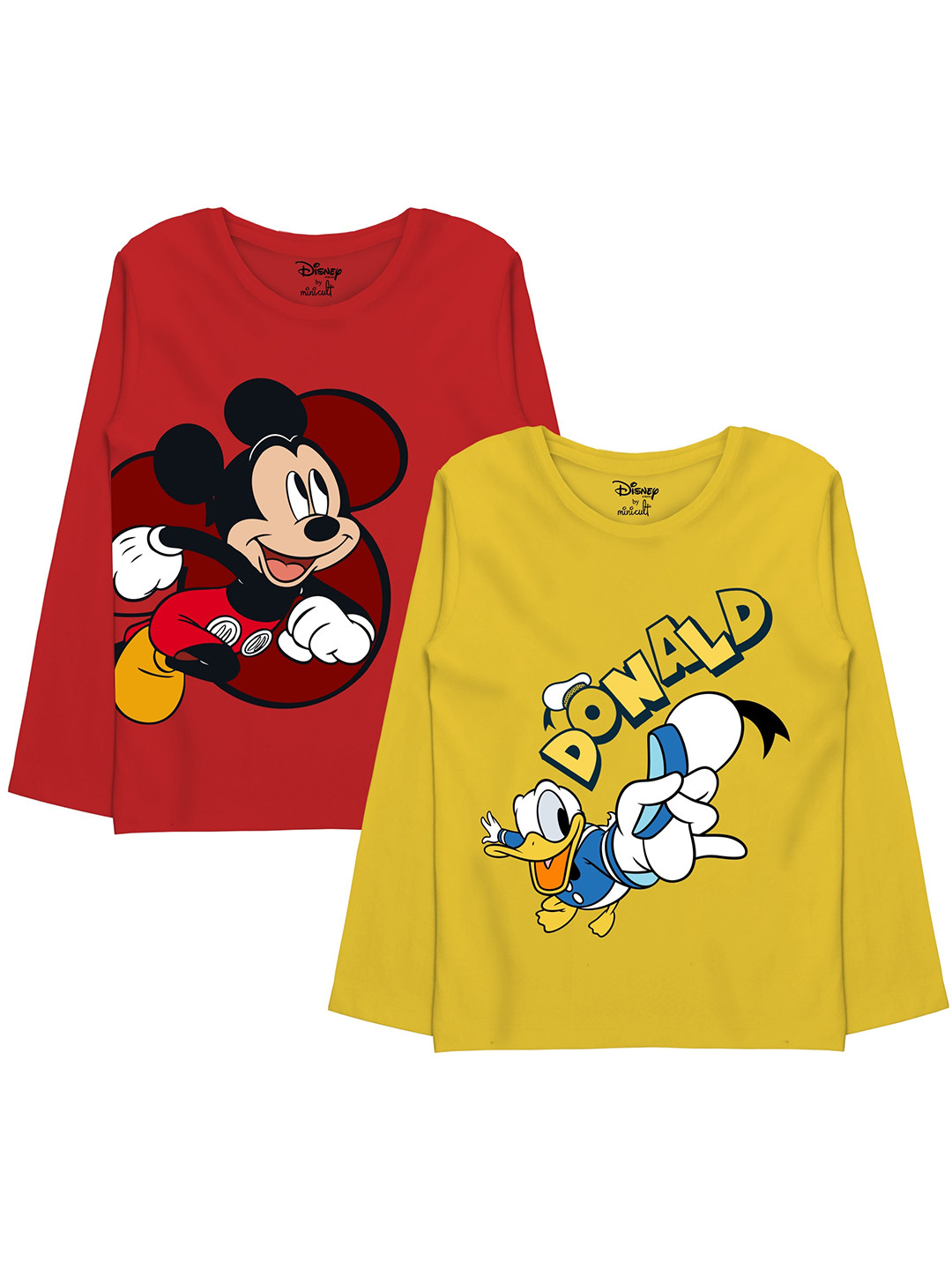 Minicult Boys Pack Of 2 Mickey & Donald Printed Cotton T-shirts
