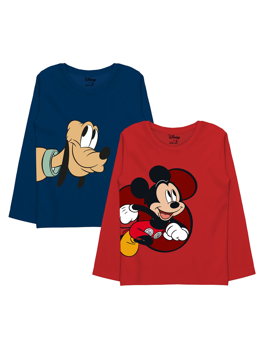 Minicult Boys Pack Of 2 Mickey & Pluto Printed Cotton T-shirts