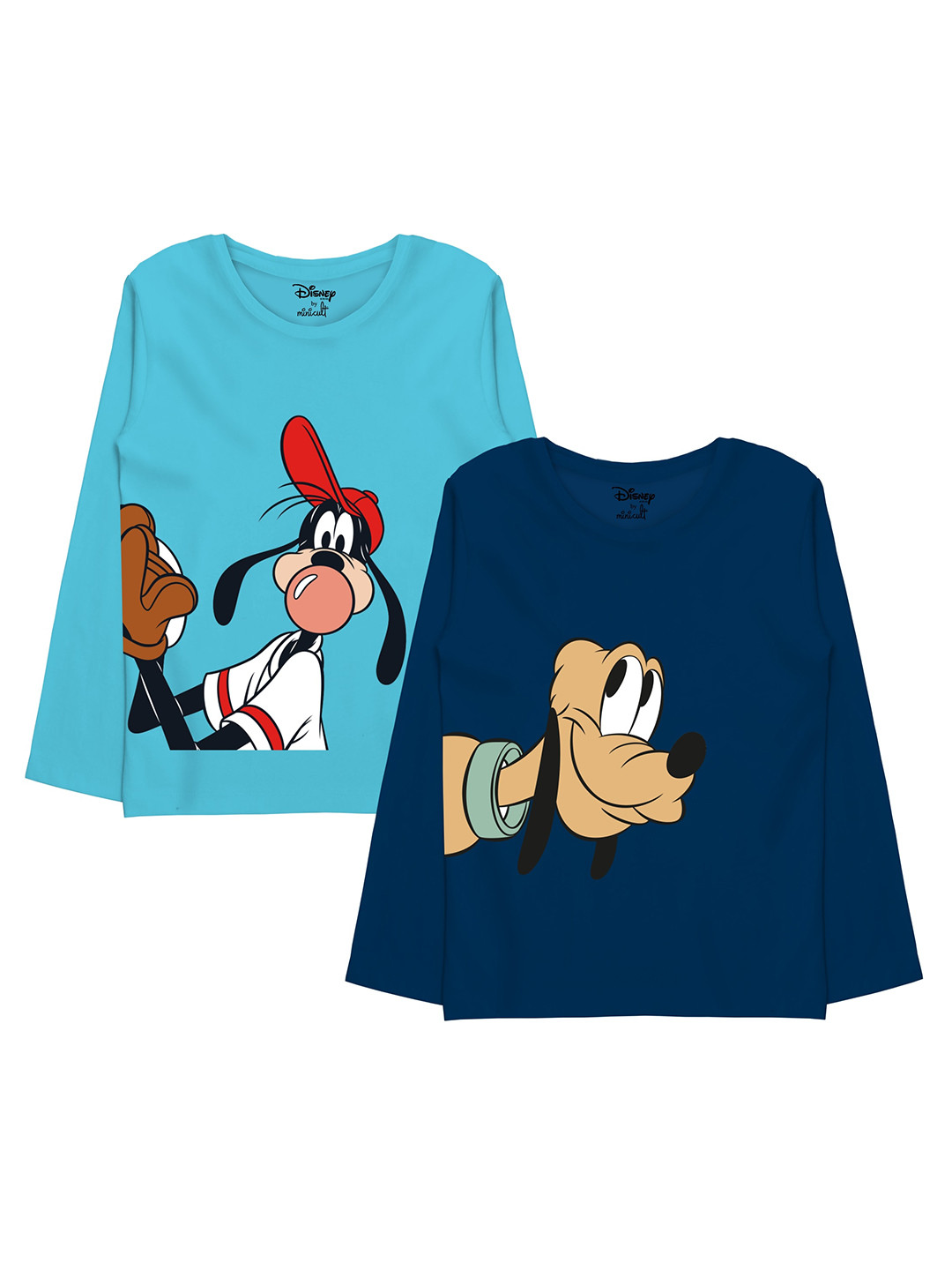 Minicult Boys Pack Of 2 Goofy and Pluto Printed Cotton T-shirt