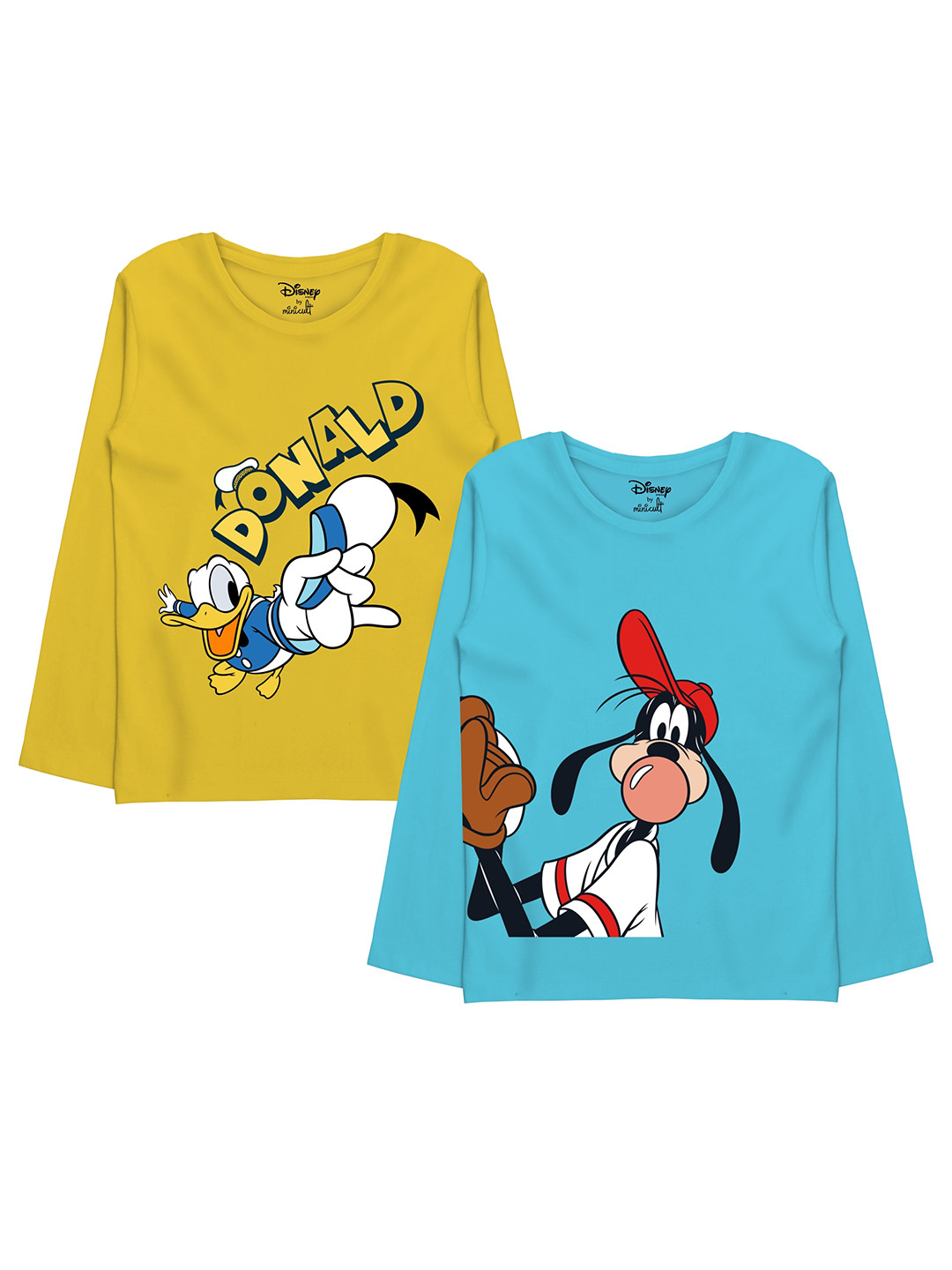 Minicult Boys Pack Of 2 Donald Duck & Goofy Printed Cotton T-shirts